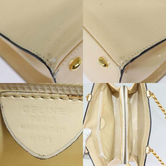 CELINE Chain Shoulder Bag Enamel Beige Gold - Picture 11 of 13